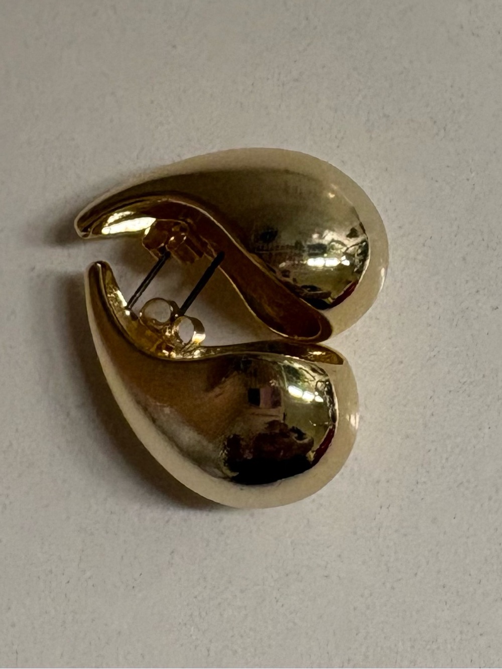 Gold Tone Curved Teardrop Earrings - Women Jewelry